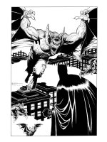 Man-Bat vs Batman Comic Art