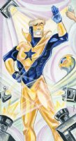 6 of Wands - Booster Gold Page Pin-up Comic Art